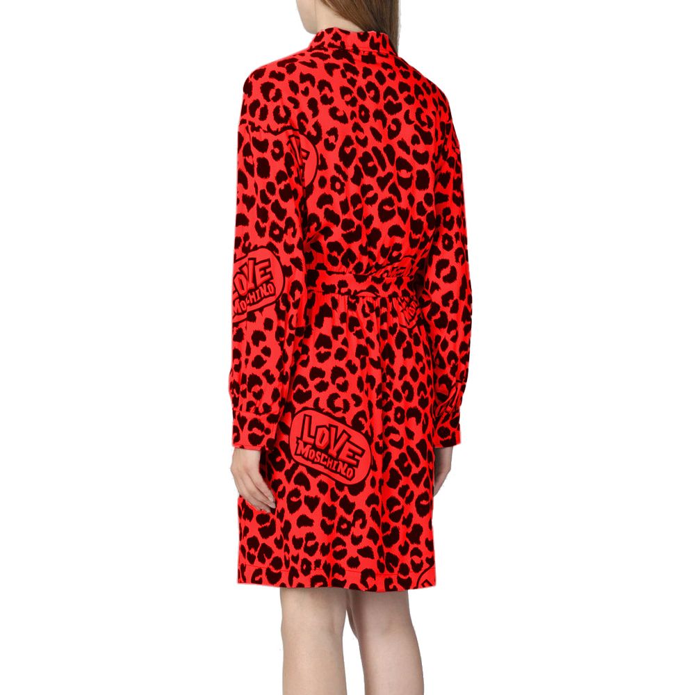 Robe élégante en viscose mélangée à imprimé léopard Love Moschino