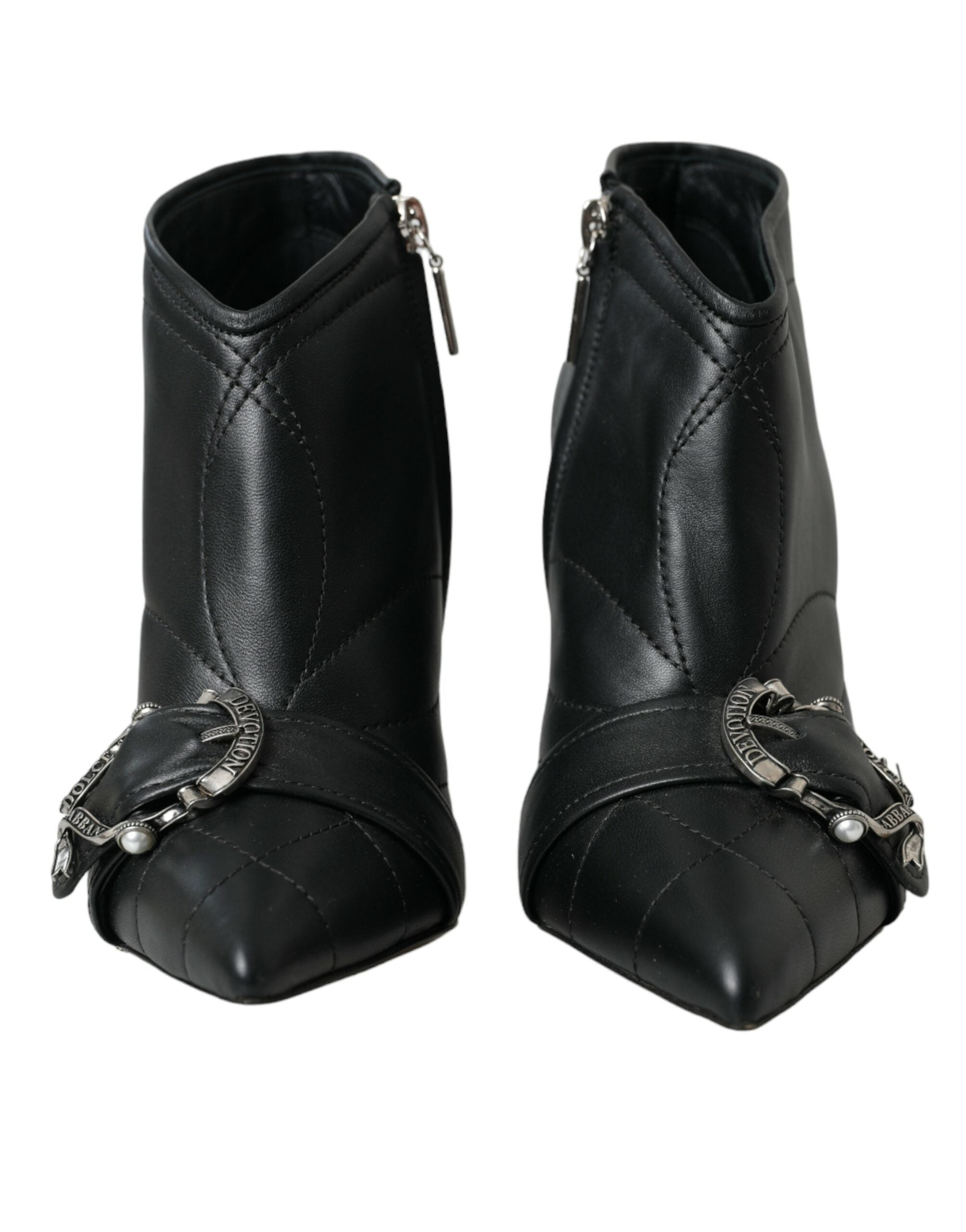 Dolce & Gabbana – Devotion – Gesteppte Stiefel mit Schnalle – Schwarz