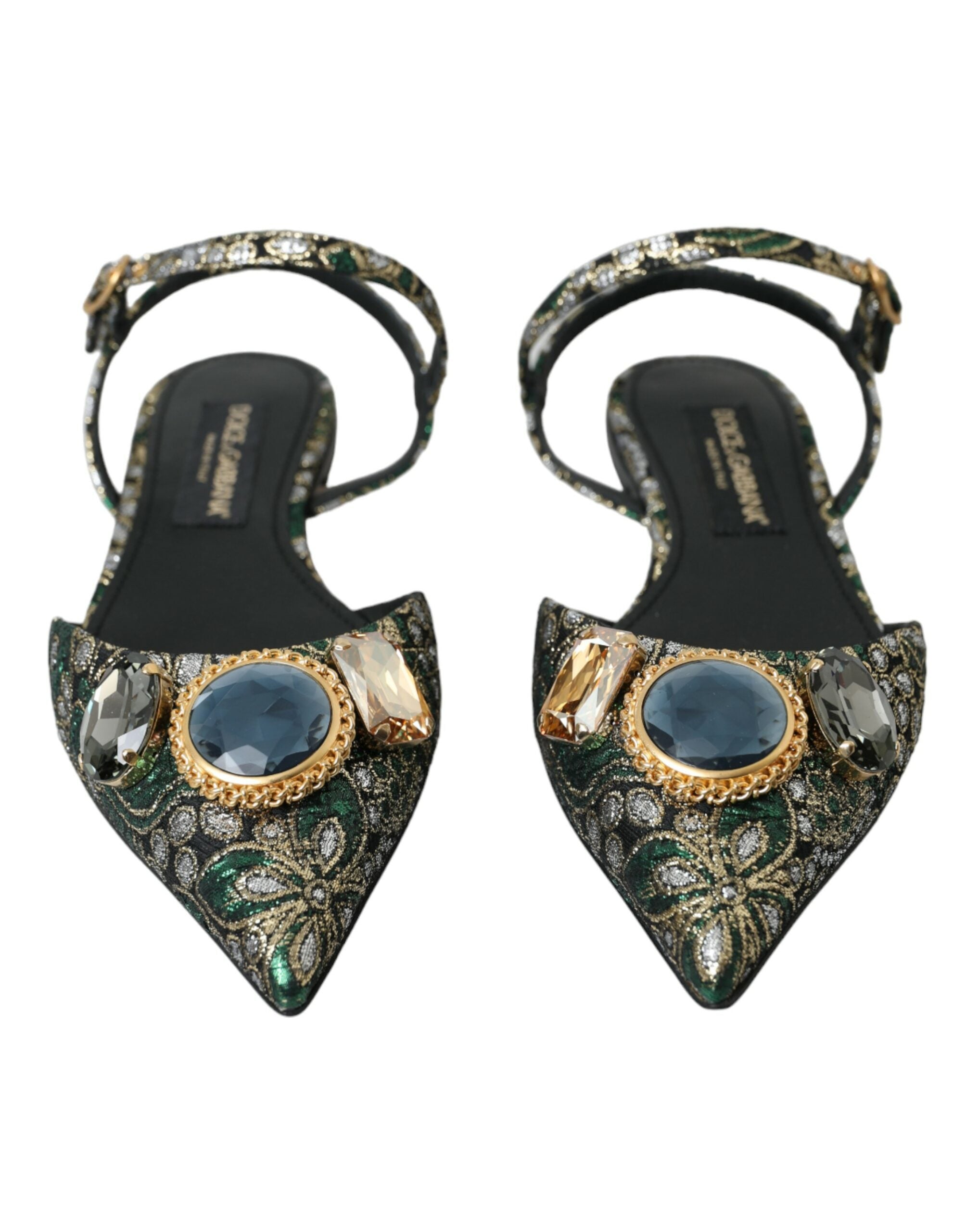 Dolce & Gabbana Mehrfarbige Slingback-Sandalen mit Jacquard-Kristallen