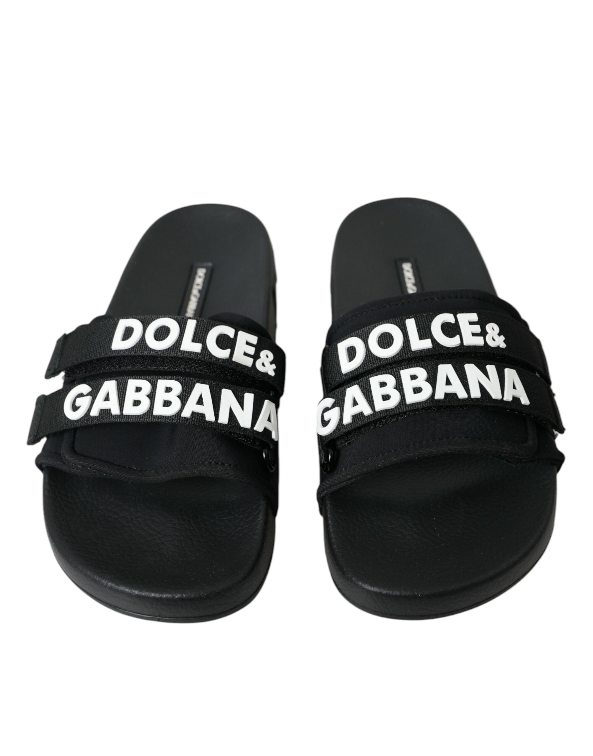 Dolce & Gabbana Schwarze Neopren-Slides Flats Strandschuhe