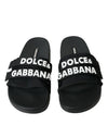 Dolce &amp; Gabbana Schwarze Neopren-Slides Flats Strandschuhe