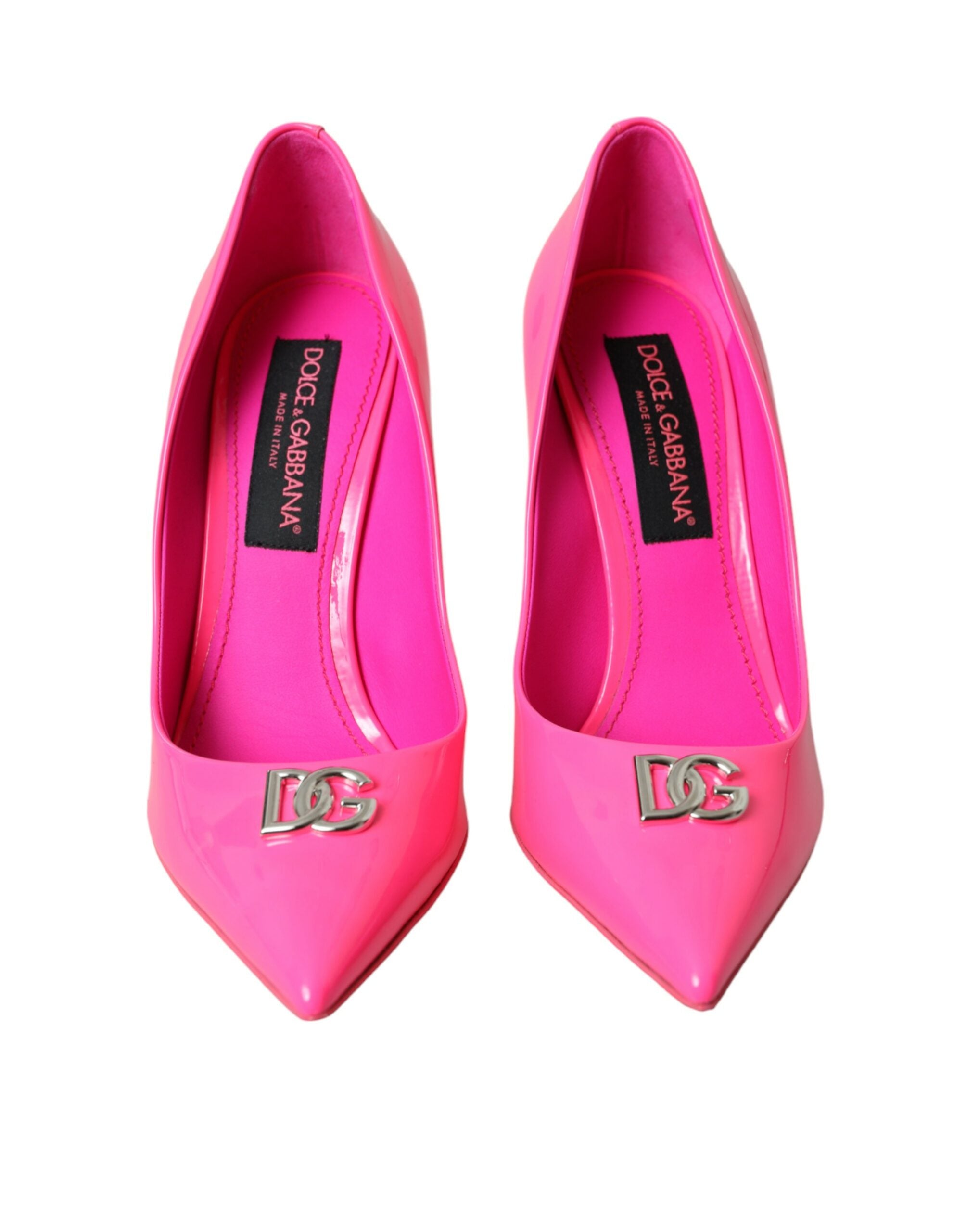 Dolce & Gabbana Pumps mit Logo aus neonpinkem Leder