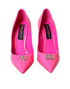 Dolce &amp; Gabbana Pumps mit Logo aus neonpinkem Leder