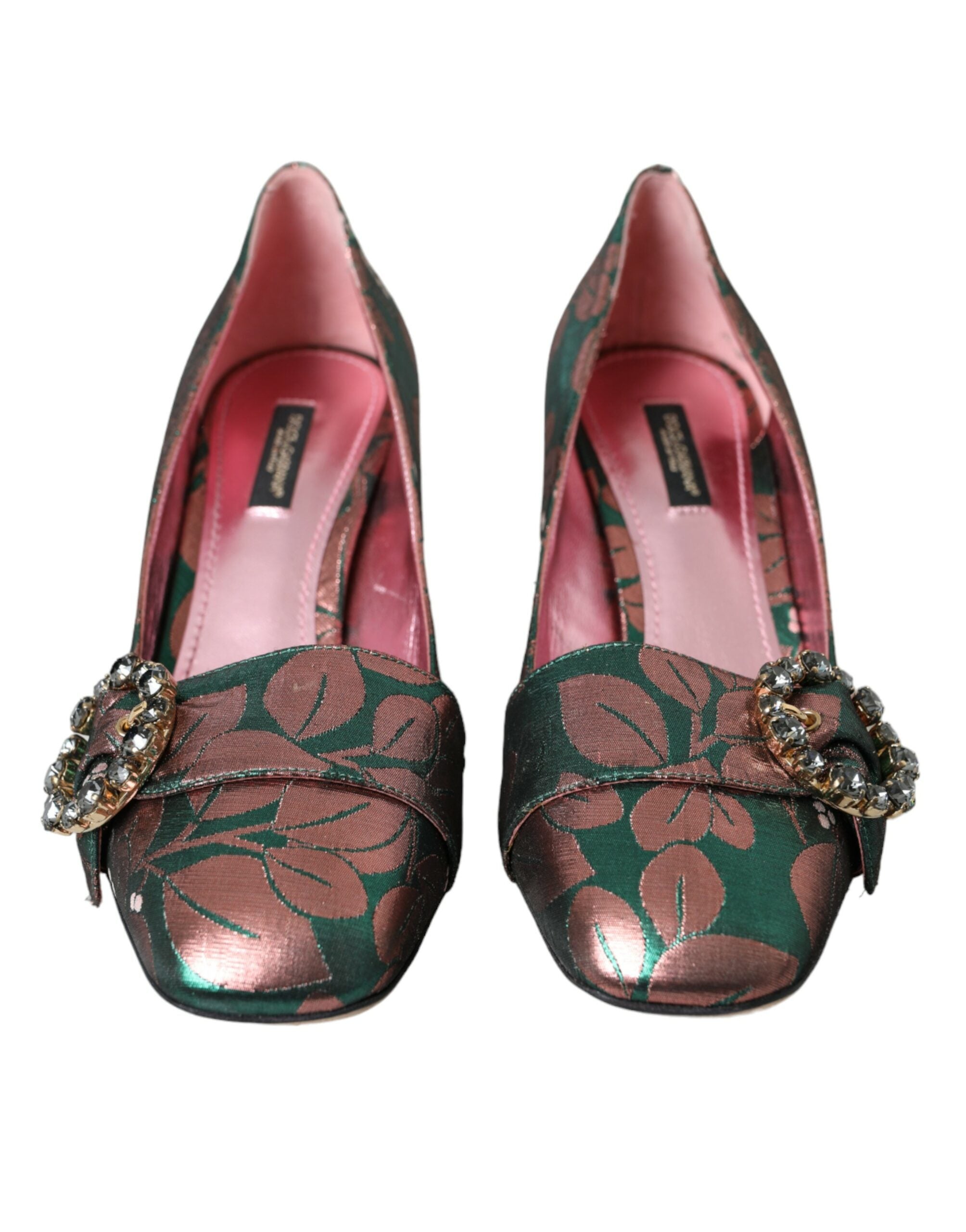 Dolce & Gabbana Mehrfarbige Pumps mit Blumenmuster und Jacquard-Kristallen