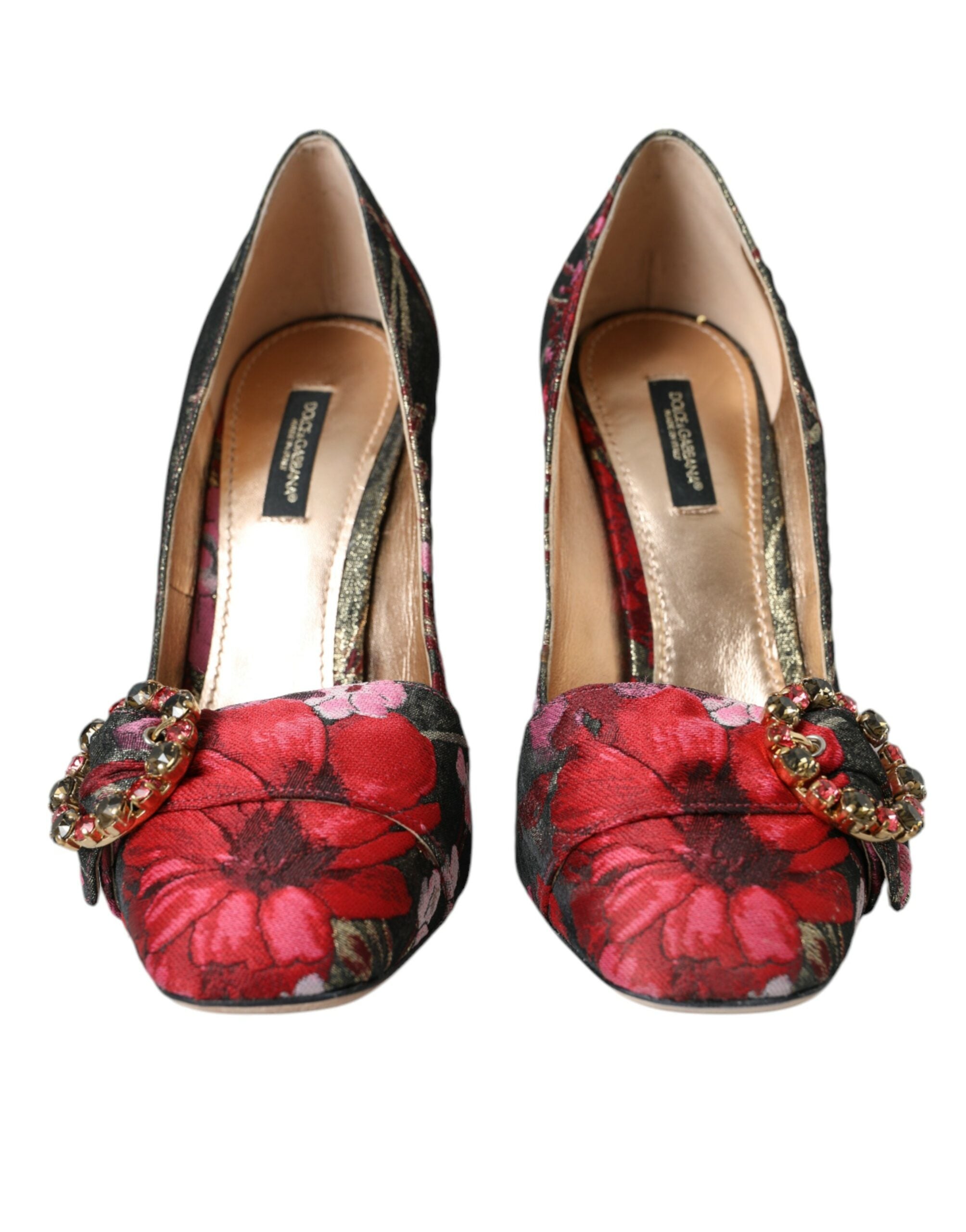 Dolce & Gabbana Multicolor Floral Jacquard Crystal Heels Pumps Shoes