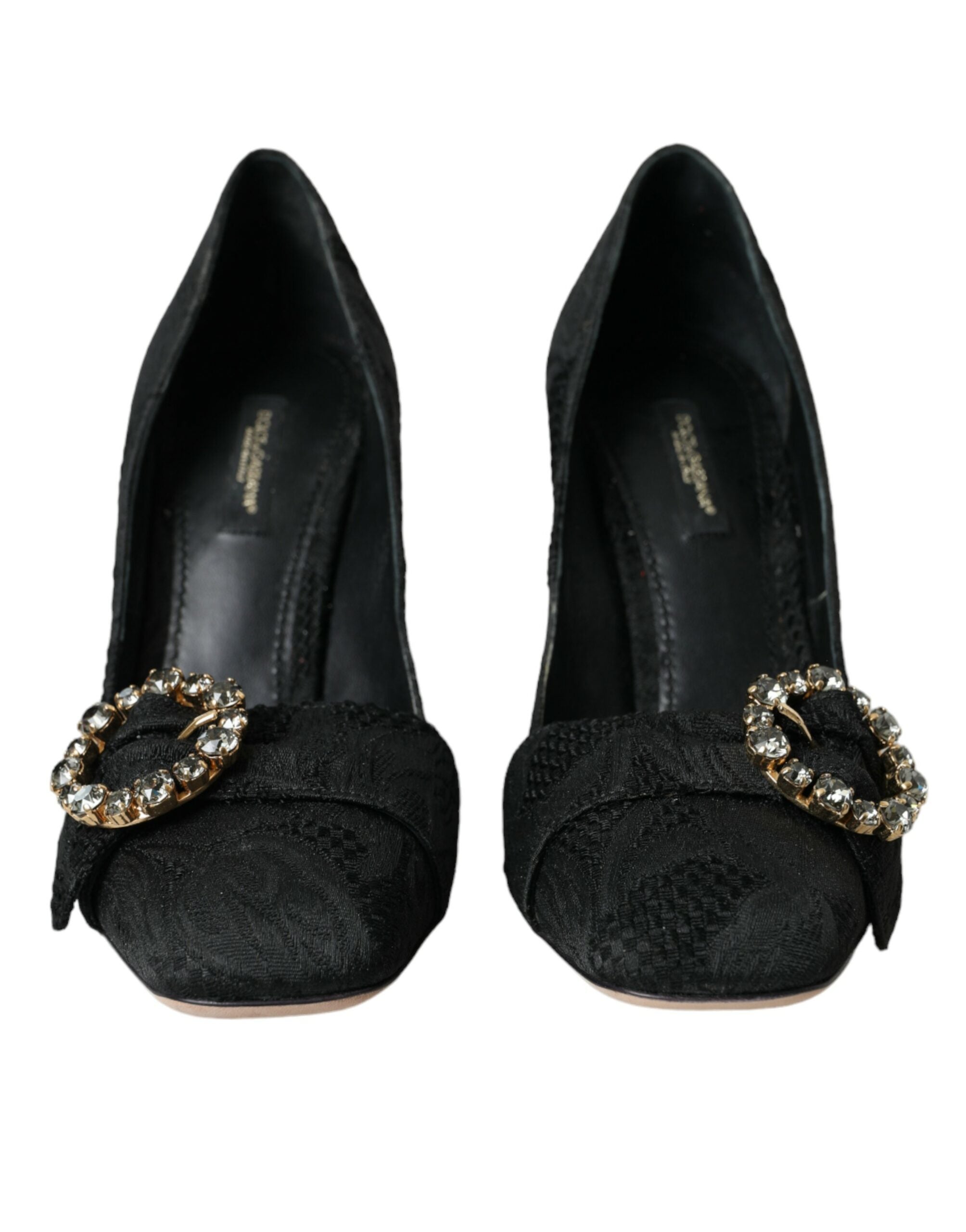 Dolce & Gabbana Pumps mit Kristallen in Schwarz aus Brokat