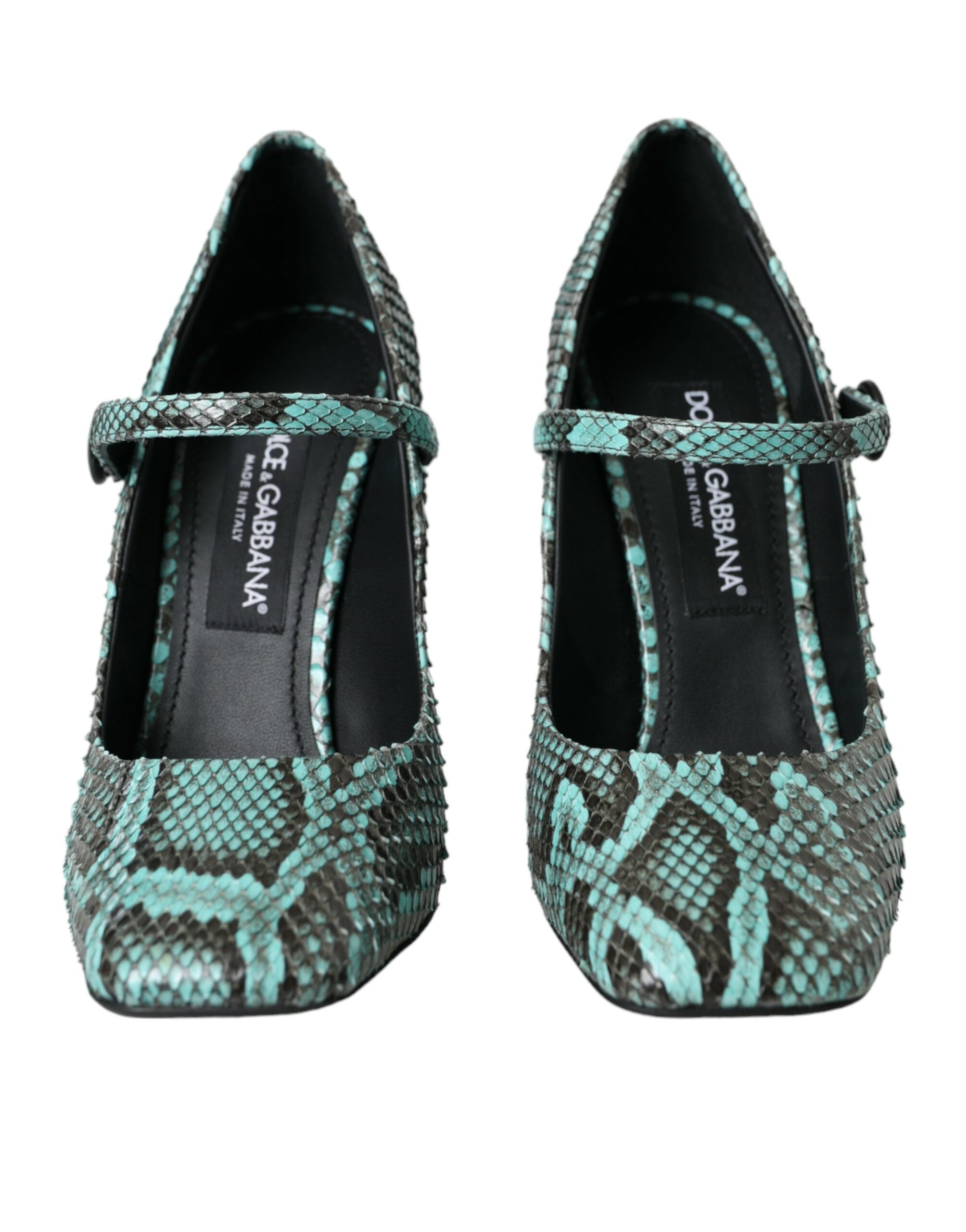 Dolce & Gabbana – Mary-Jane-Pumps aus Pythonleder in Aquamarin