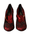 Dolce &amp; Gabbana – Rote und schwarze Mary-Jane-Pumps mit Blumenspitze