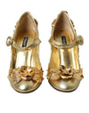 Dolce &amp; Gabbana – Mary Janes-Pumps aus goldenem Leder mit Kristallen