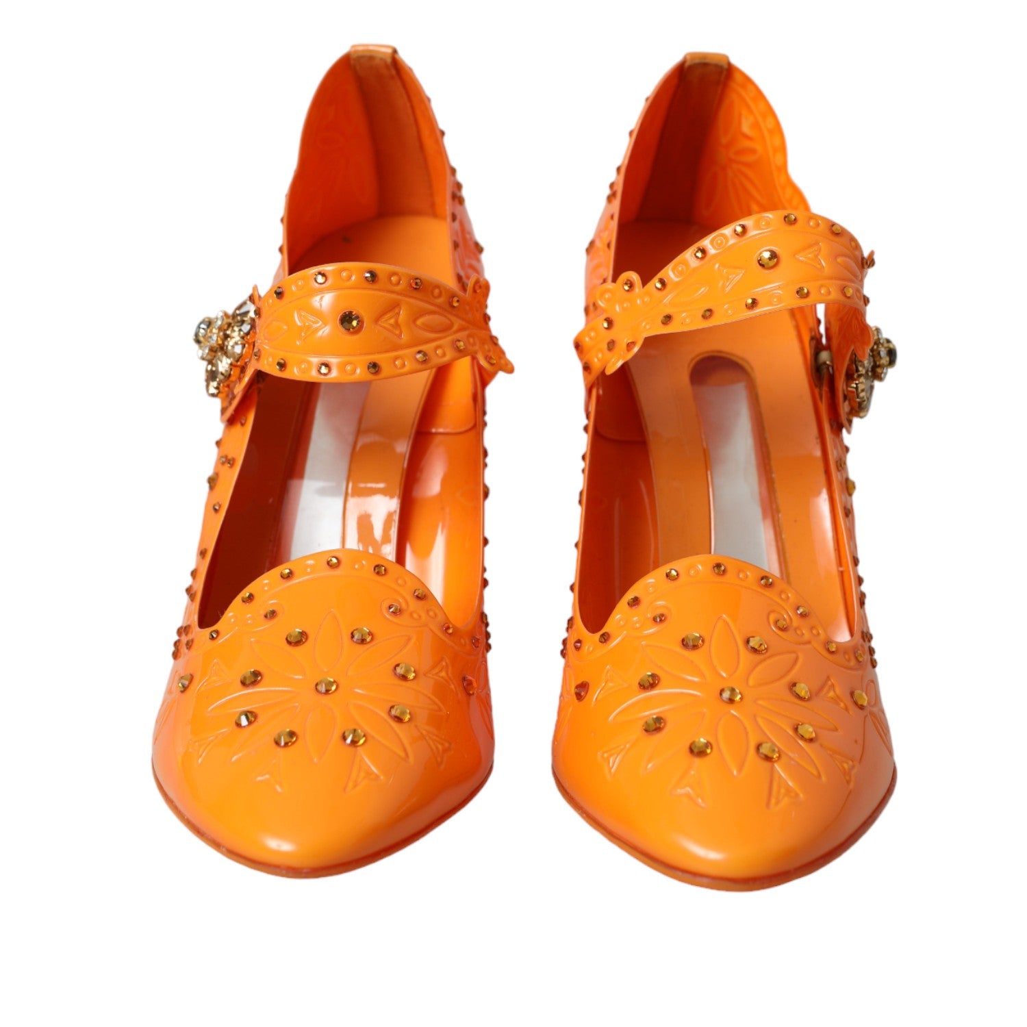 Dolce & Gabbana – CINDERELLA – Pumps mit Blumenmuster und Kristallen in Orange