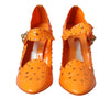 Dolce &amp; Gabbana – CINDERELLA – Pumps mit Blumenmuster und Kristallen in Orange