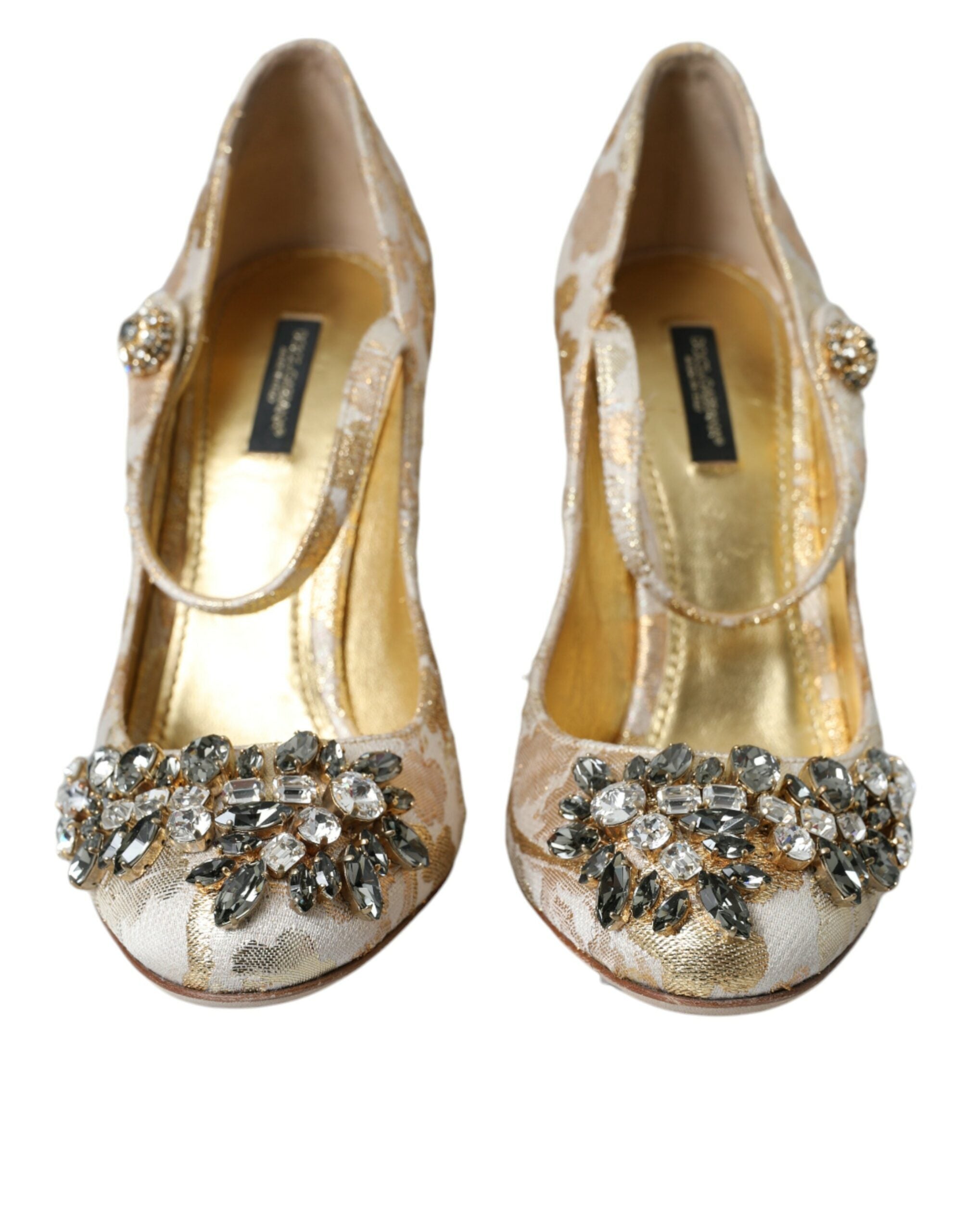 Dolce & Gabbana – Mary Janes-Pumps mit goldenem Jacquard-Kristall