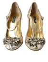 Dolce &amp; Gabbana – Mary Janes-Pumps mit goldenem Jacquard-Kristall