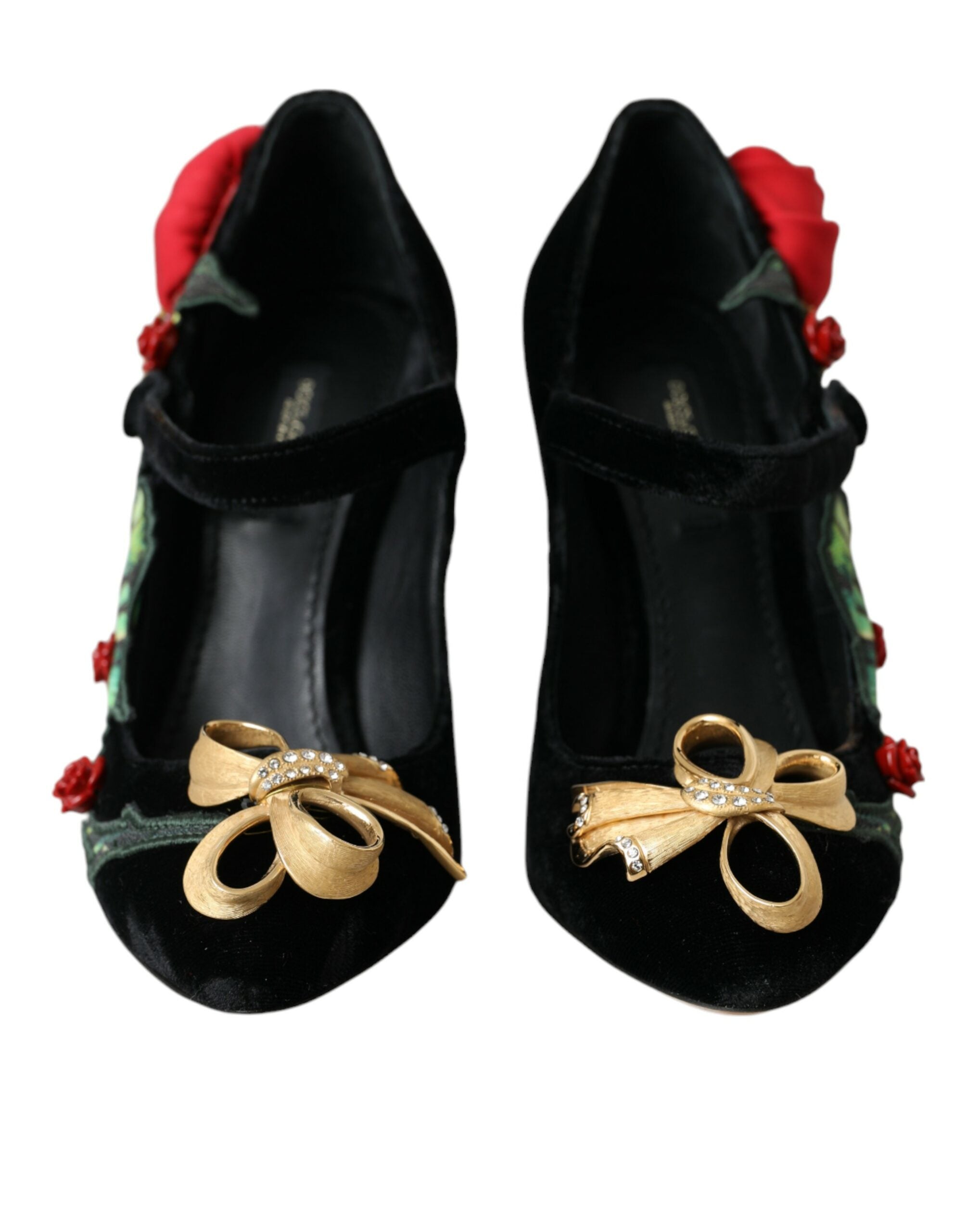 Dolce & Gabbana – Mary-Jane-Schuhe mit schwarzer Rosen-Kristallbrosche