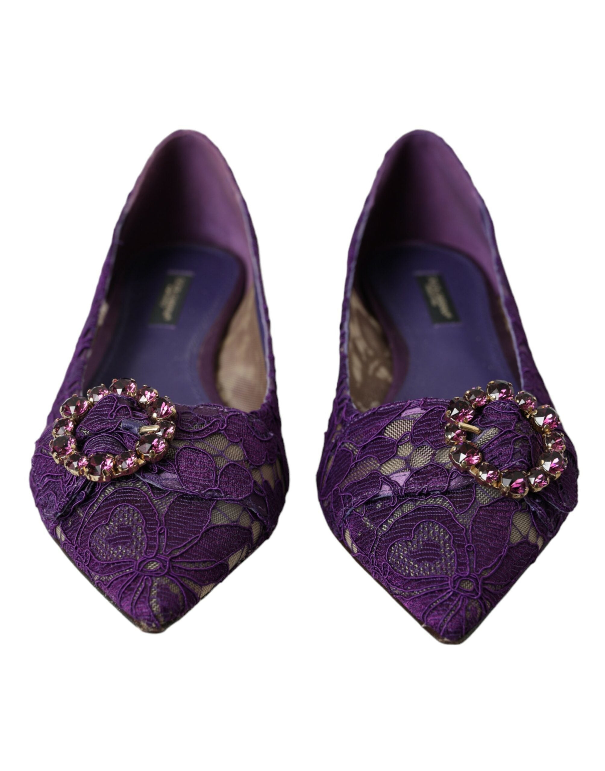 Dolce & Gabbana – Taormina – Loafer mit Spitze und Kristallen in Lila