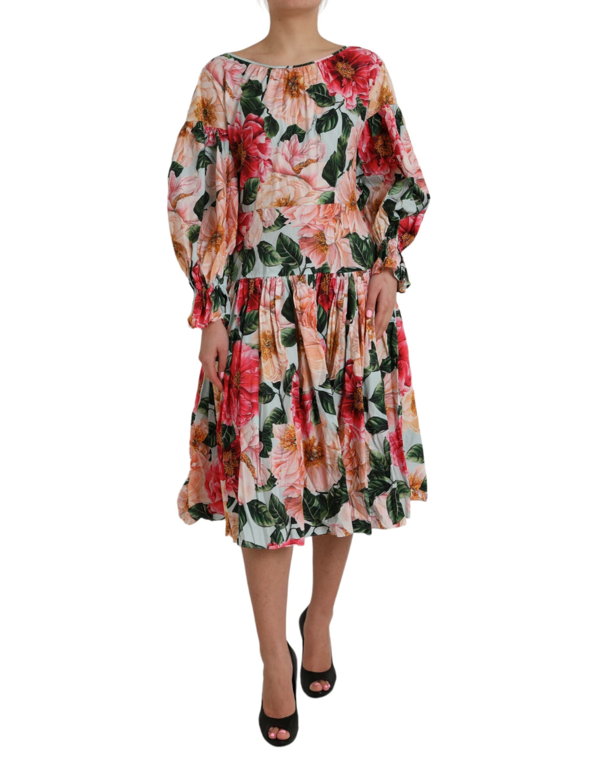 Robe plissée Aline en coton à fleurs multicolores Dolce & Gabbana