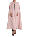 Dolce & Gabbana Light Pink Silk Long Maxi Cape Coat Jacket