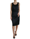 Robe mi-longue fourreau en dentelle de polyester noire Dolce &amp; Gabbana