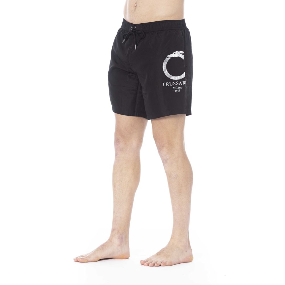 Trussardi Beachwear Black Polyester Men's Swim Trunk