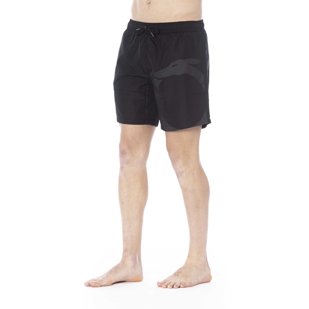 Trussardi Beachwear Black Polyester Men Swim Trunk