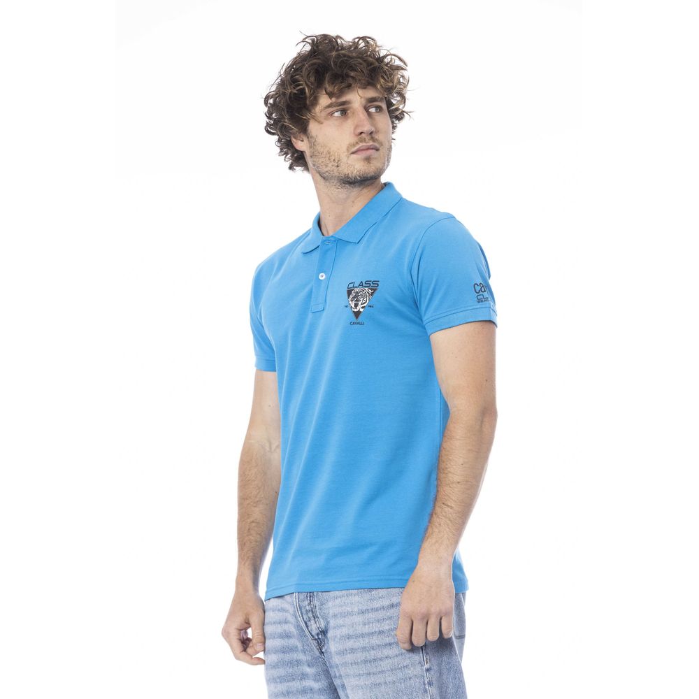 Cavalli Class Hellblaues Poloshirt aus Baumwolle für Herren