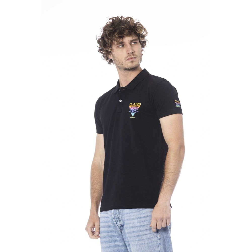 Cavalli Class Poloshirt aus schwarzer Baumwolle für Herren