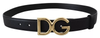 Dolce &amp; Gabbana Schwarzes Leder GOLD DG Logo Schnalle Damen