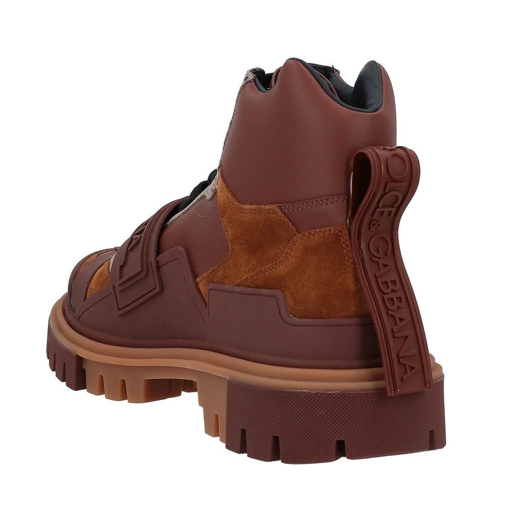 Dolce & Gabbana Botte Di en cuir de veau marron