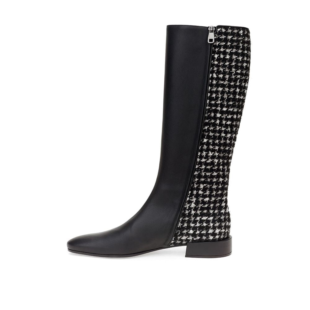 Dolce & Gabbana Elegante schwarze Lederstiefel