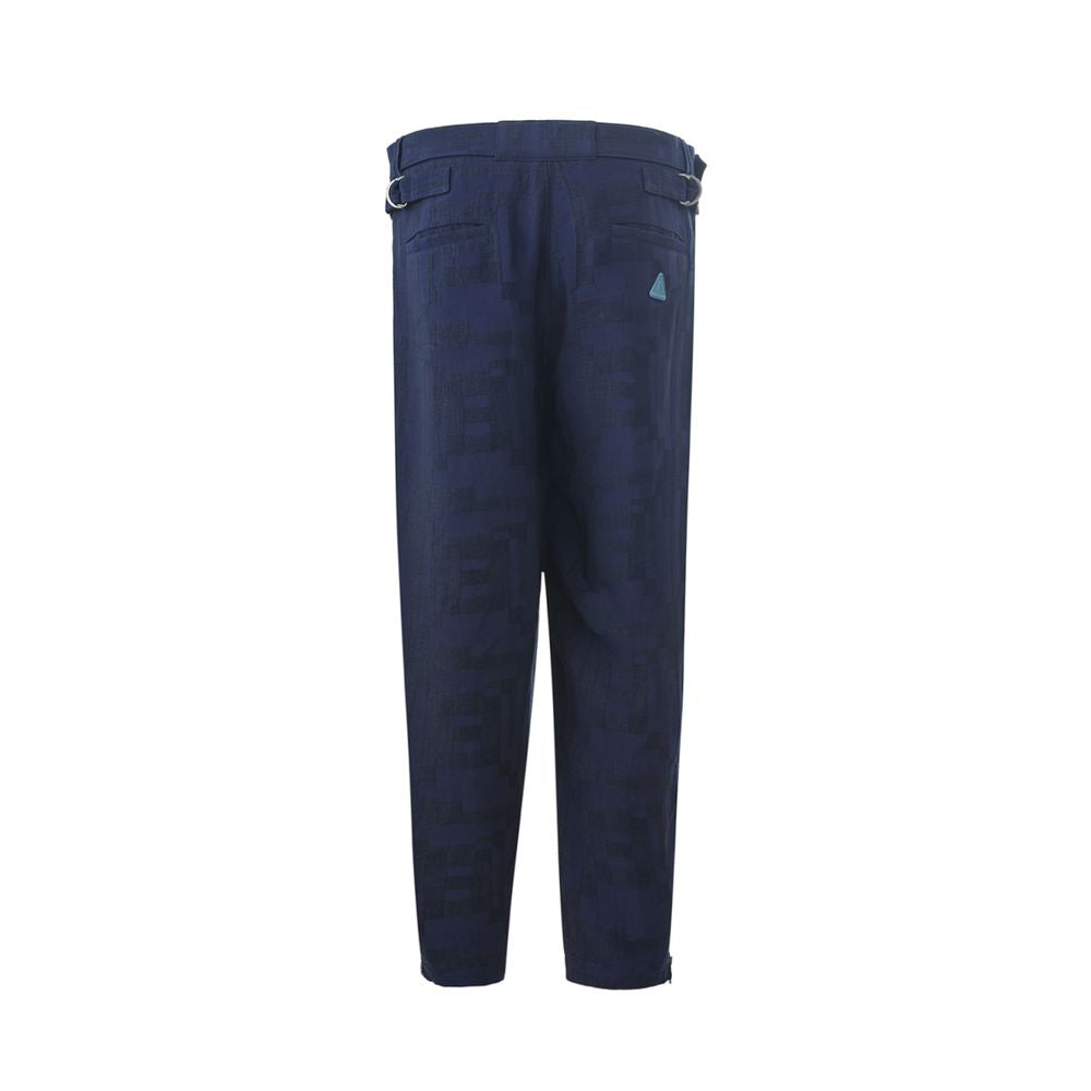 Emporio Armani Elegant Blue Linen Trousers for Men