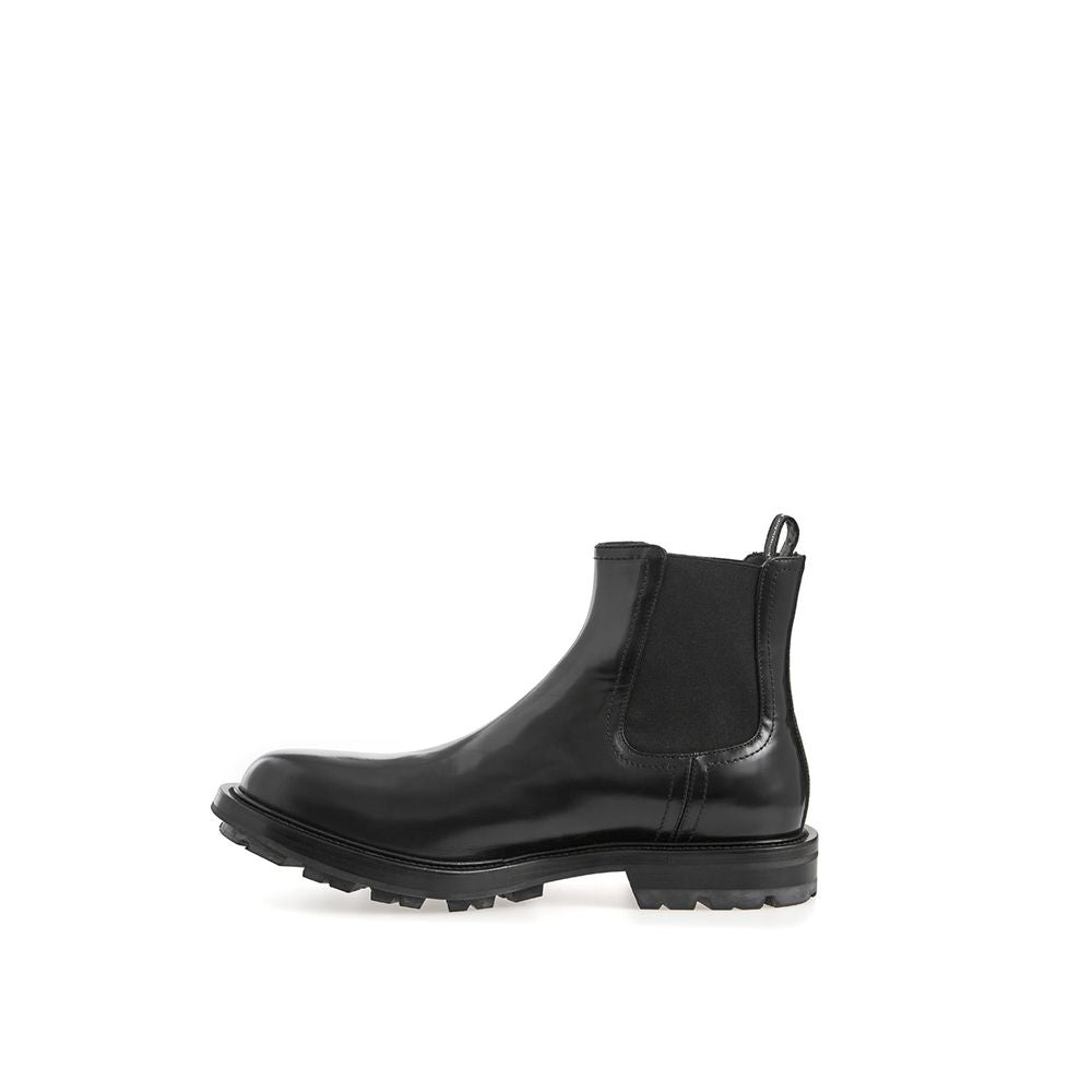 Bottes élégantes en cuir noir Alexander McQueen pour hommes