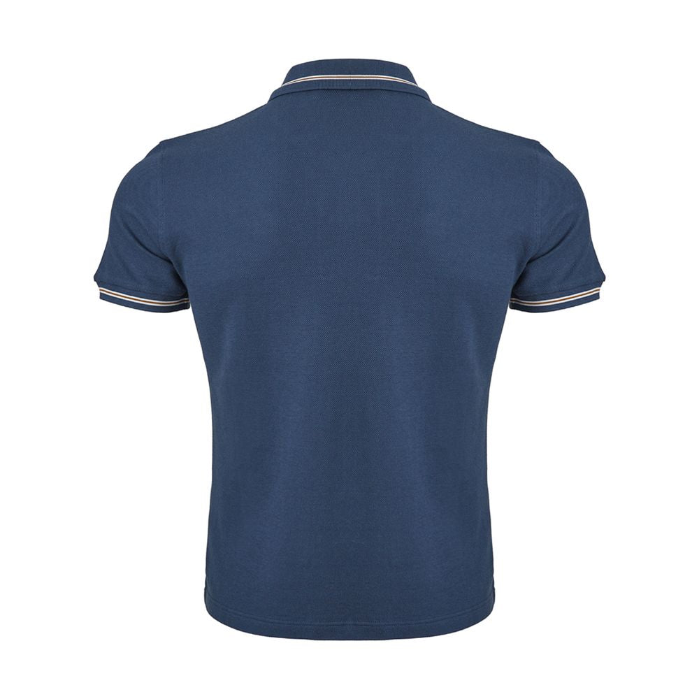 Polo bleu élégant en coton italien Corneliani