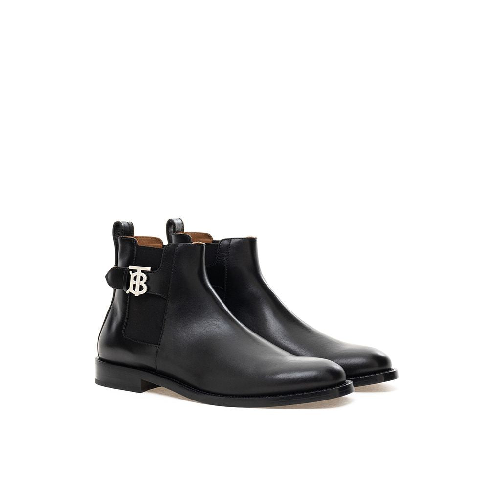 Bottes élégantes en cuir noir pour hommes Burberry