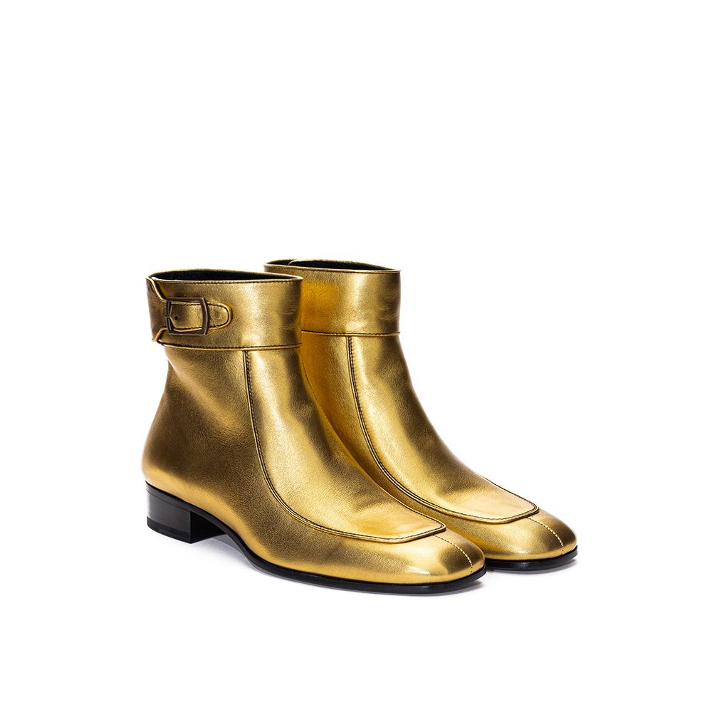 Saint Laurent – ​​Goldener Lederstiefel