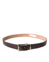 Ceinture Dolce &amp; Gabbana en cuir de crocodile marron avec boucle en métal argenté pour homme