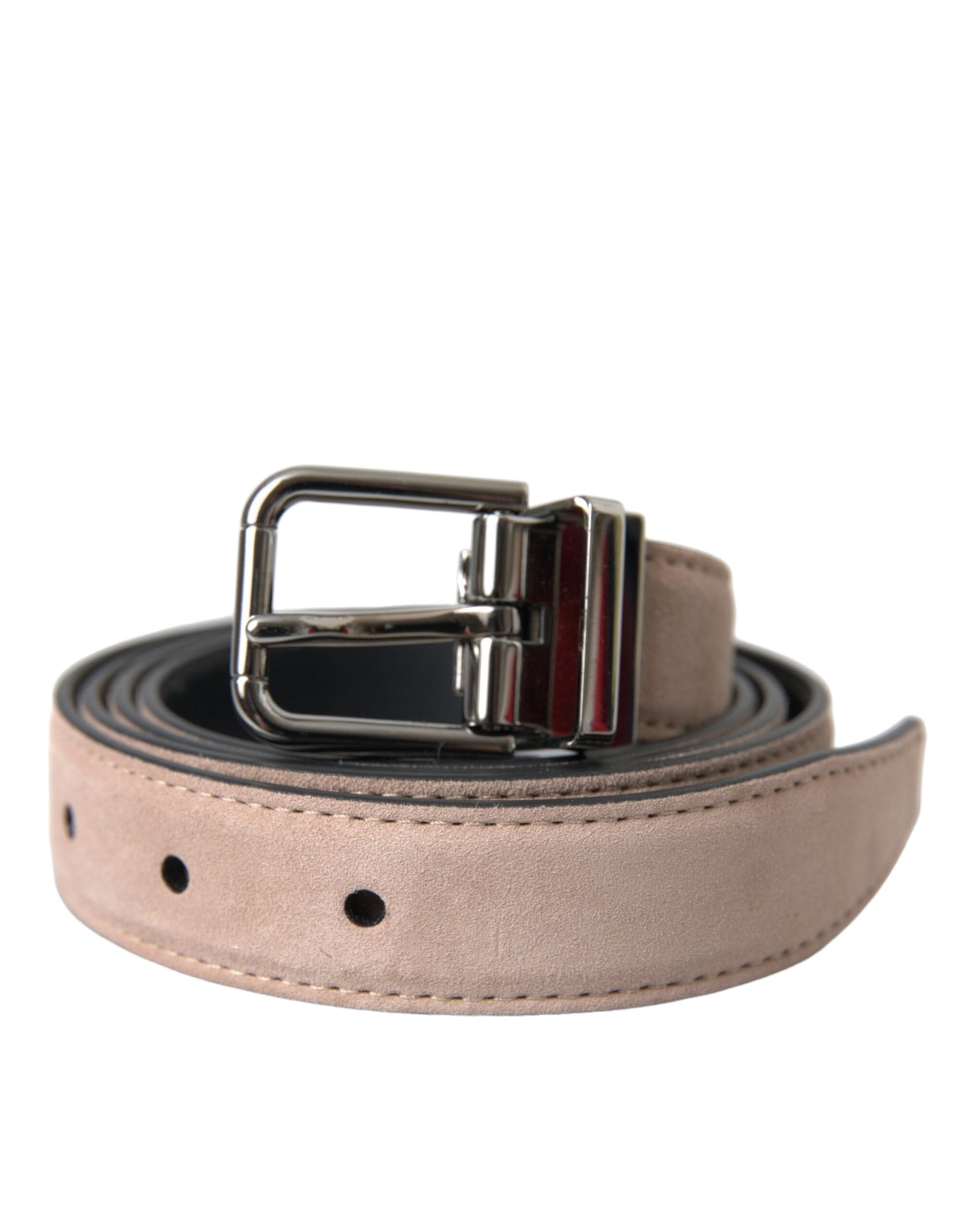 Ceinture Dolce & Gabbana en cuir suédé beige avec boucle argentée pour homme