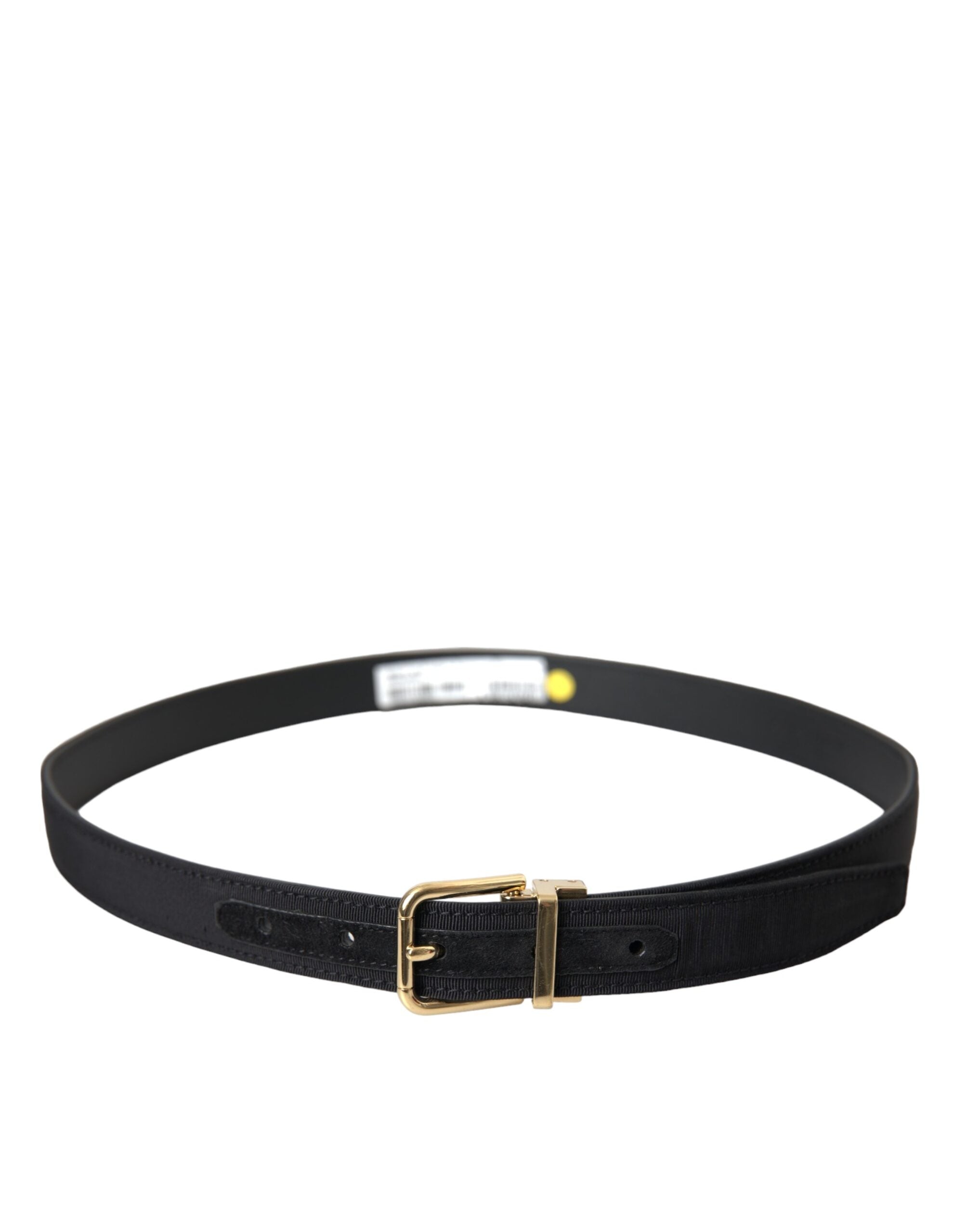 Dolce & Gabbana Black Gros Grain Gold Metal Buckle Belt Men