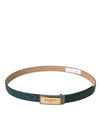 Ceinture Dolce &amp; Gabbana en cuir vert avec boucle gravée du logo doré