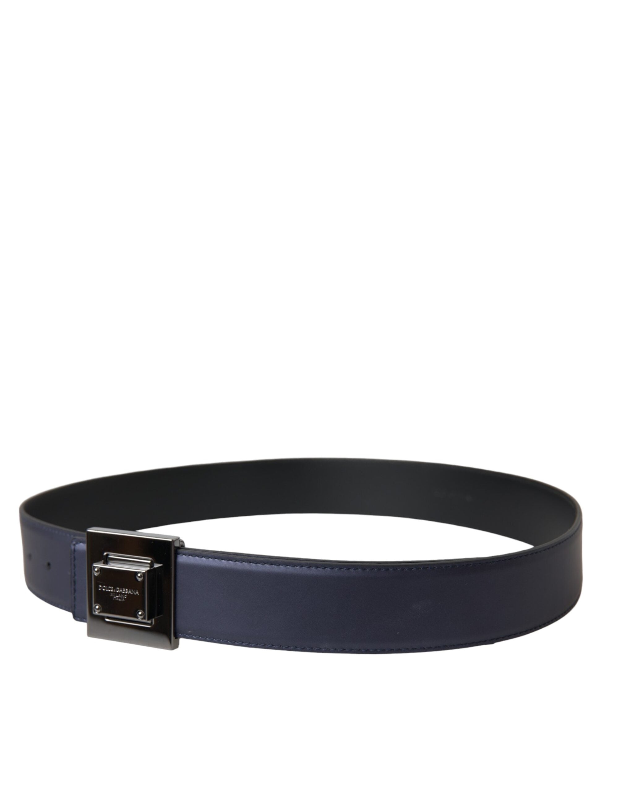 Ceinture en cuir bleu avec boucle carrée en métal Dolce & Gabbana