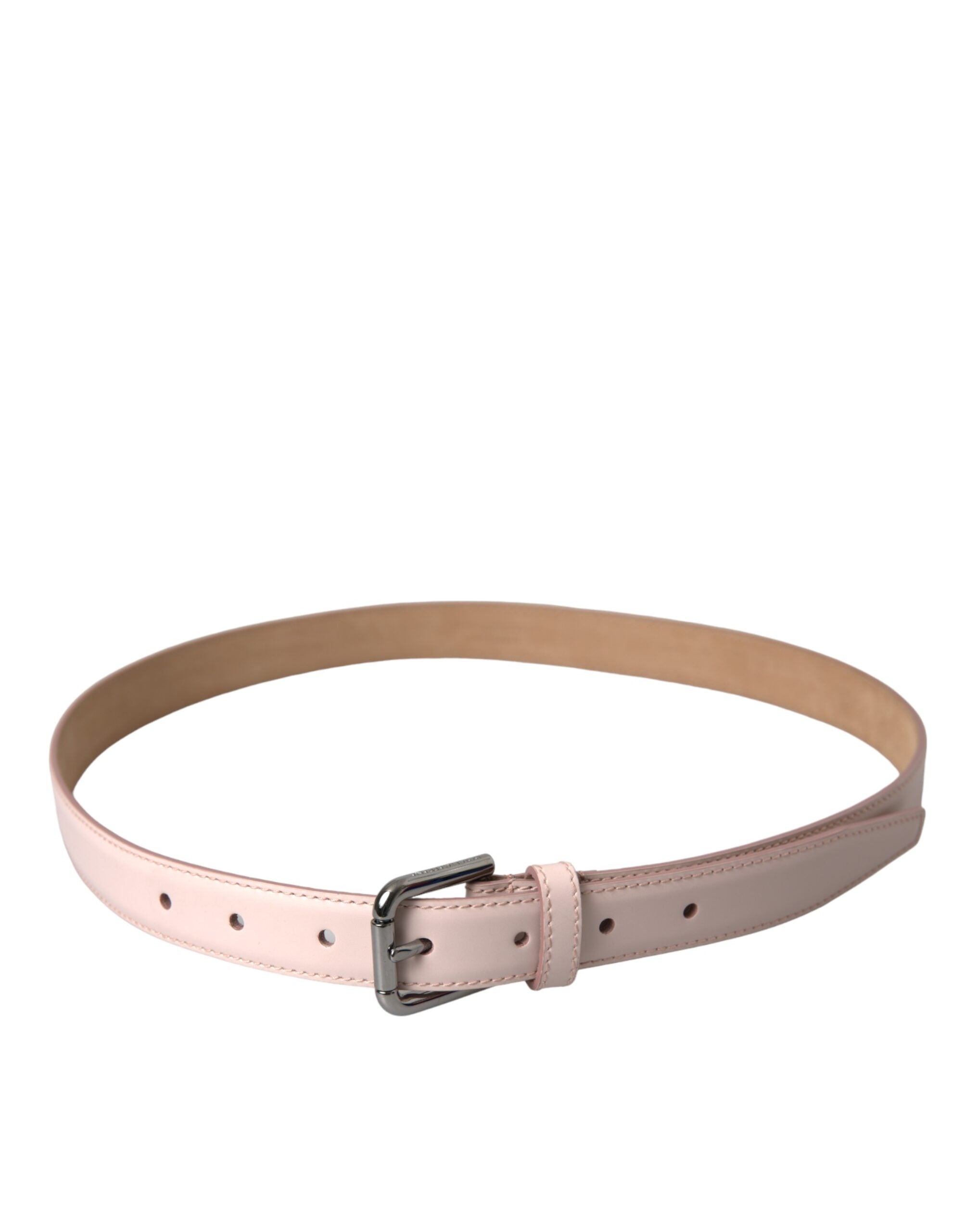 Ceinture Dolce & Gabbana en cuir rose clair avec boucle en métal argenté