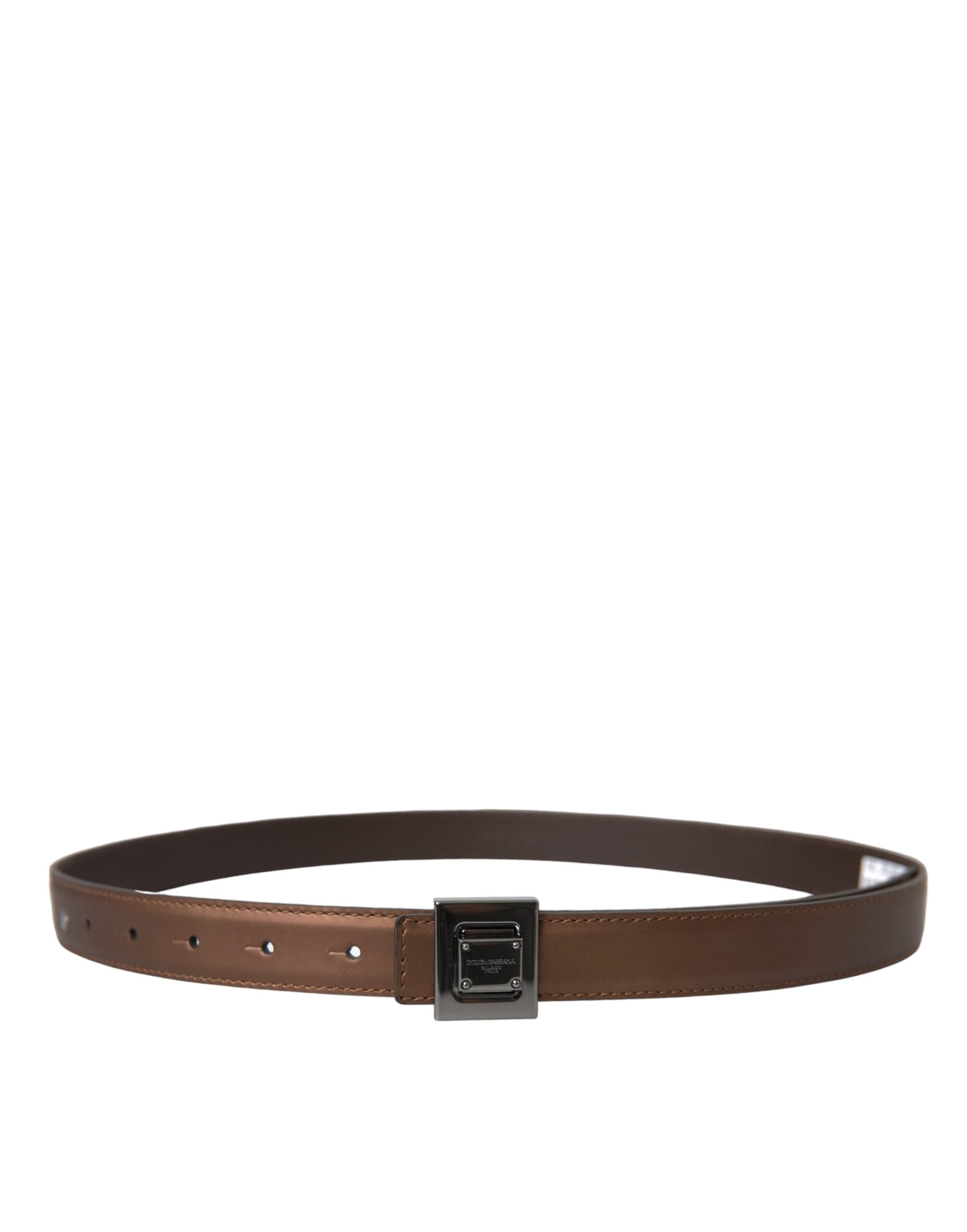 Ceinture en cuir bronze Dolce & Gabbana avec boucle carrée en métal