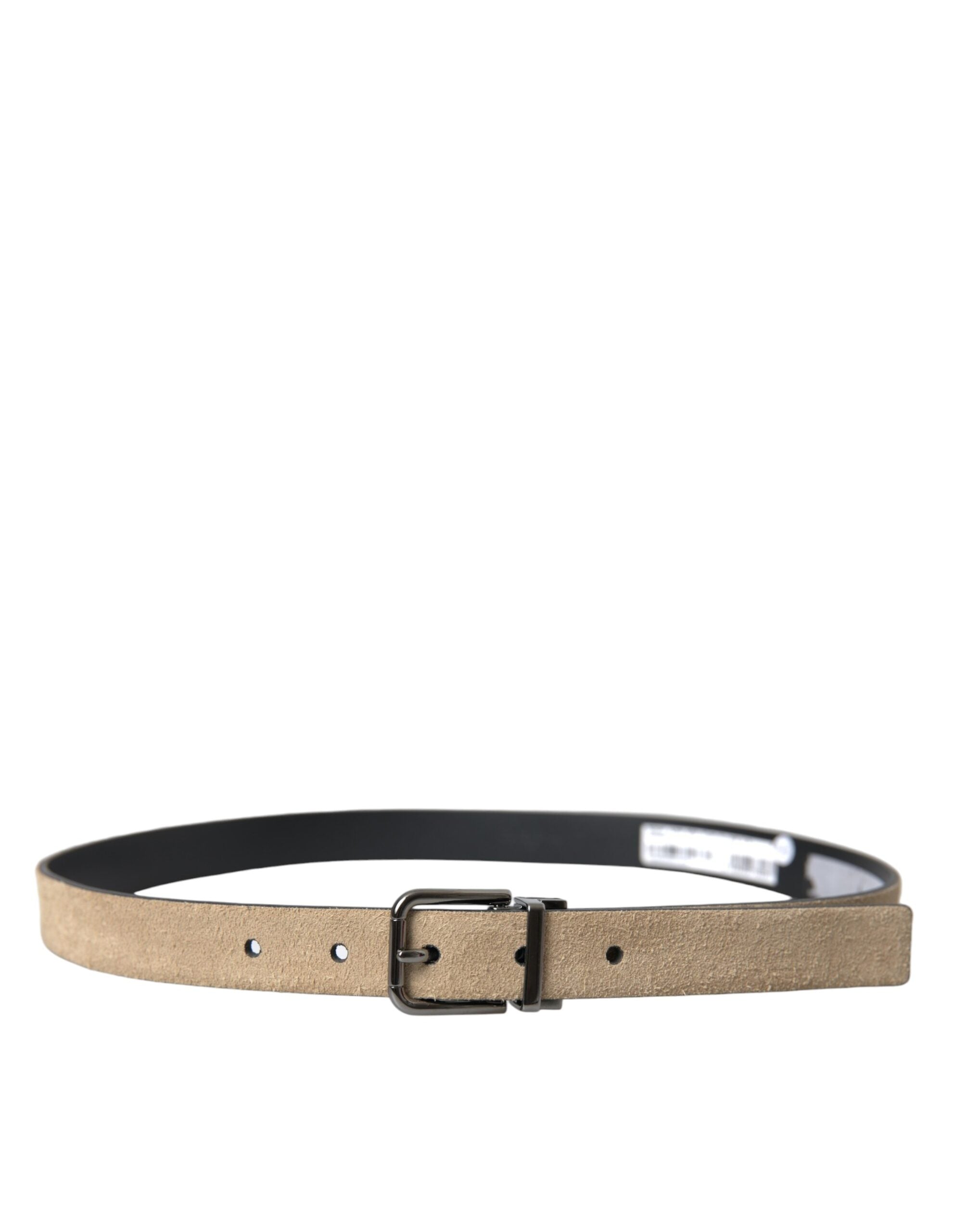 Ceinture Dolce & Gabbana en cuir suédé beige avec boucle en métal argenté