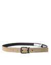 Ceinture Dolce &amp; Gabbana en cuir suédé beige avec boucle en métal argenté