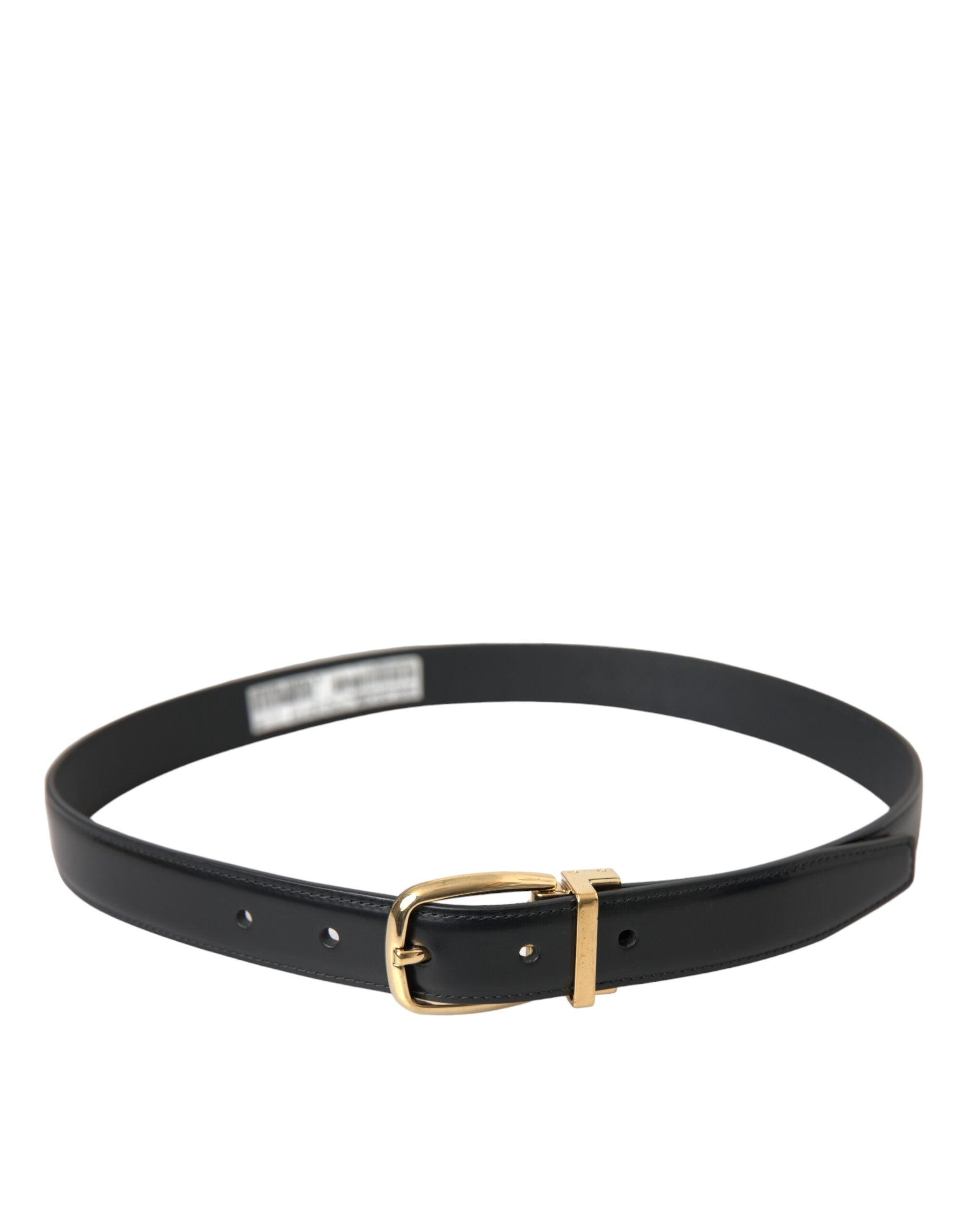 Ceinture Dolce & Gabbana en cuir de veau noir avec boucle en métal doré