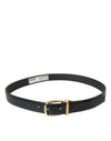 Ceinture Dolce &amp; Gabbana en cuir de veau noir avec boucle en métal doré