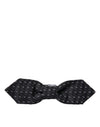 Dolce & Gabbana Black White Stitched Silk Men Neck Bow Tie