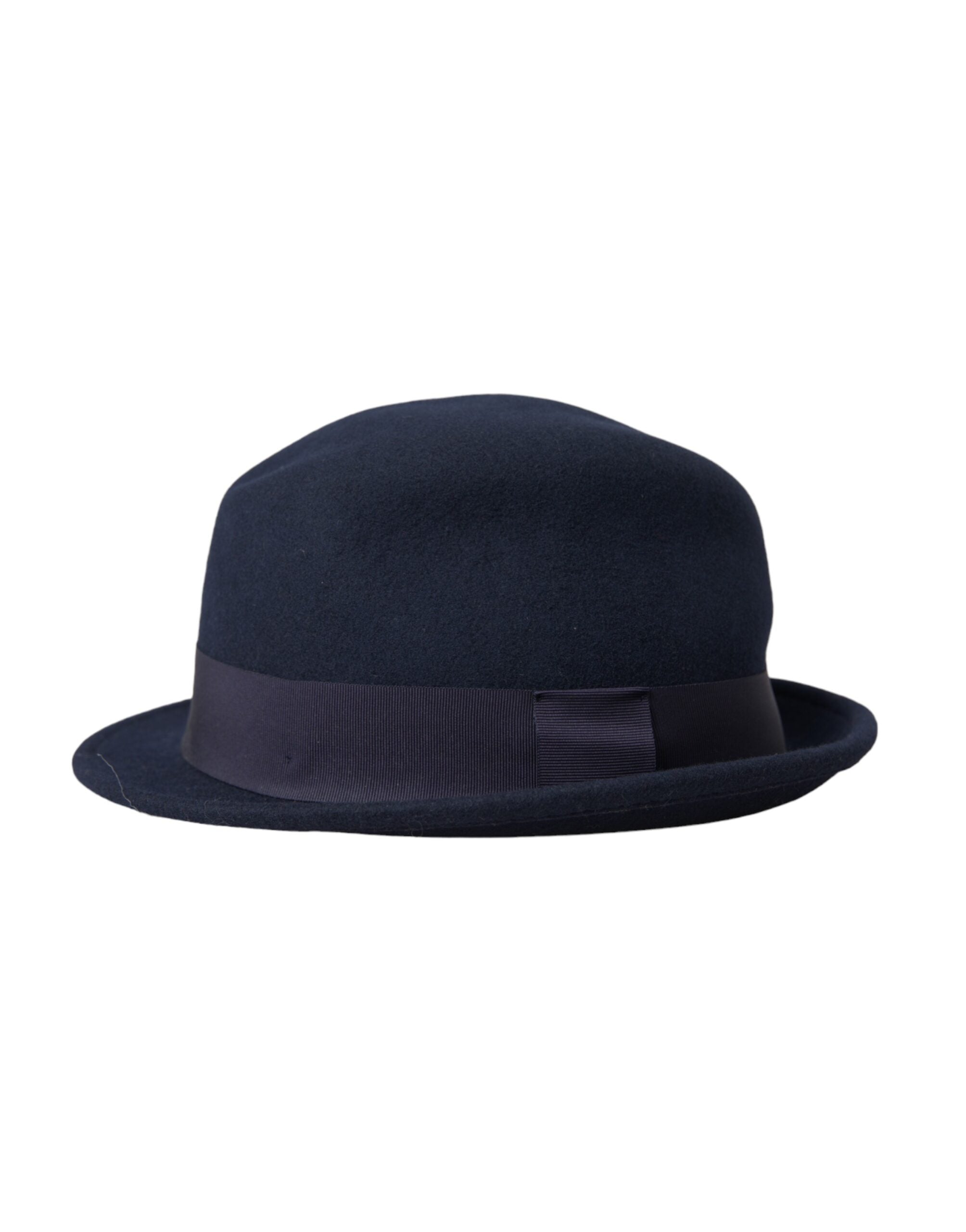 Dolce & Gabbana Dunkelblauer Woll-Fedora-Hut mit breiter Krempe für Herren