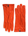 Dolce & Gabbana Orange Leather Quilted Wrist Length Gloves