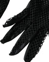 Dolce & Gabbana Women Black Mesh Net Elbow Length Gloves