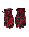 Rote Handschuhe mit Leopardenlogo von Dolce &amp; Gabbana bis zum Handgelenk